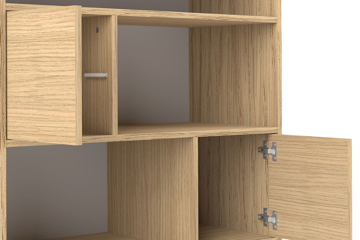 Libreria scandinava 10 scompartimenti legno e rosa STRIPE