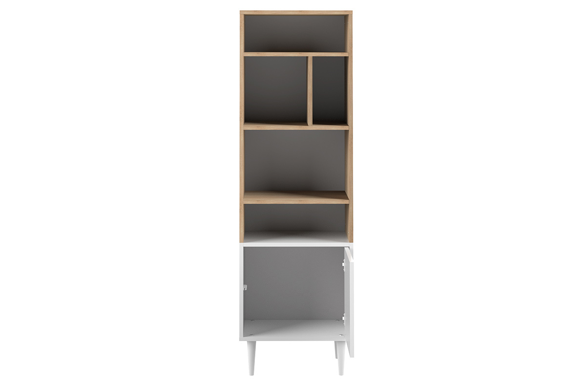 Libreria scandinava 6 scompartimenti legno e bianco STRIPE
