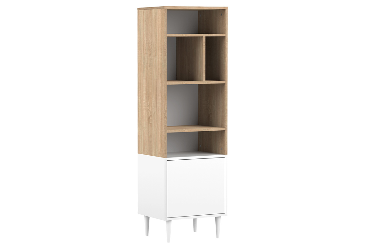 Libreria scandinava 6 scompartimenti legno e bianco STRIPE