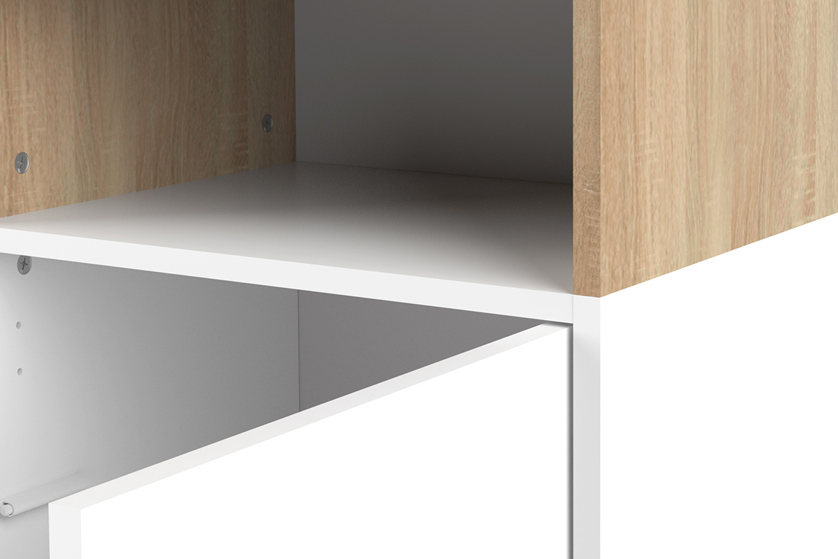 Libreria scandinava 6 scompartimenti legno e bianco STRIPE