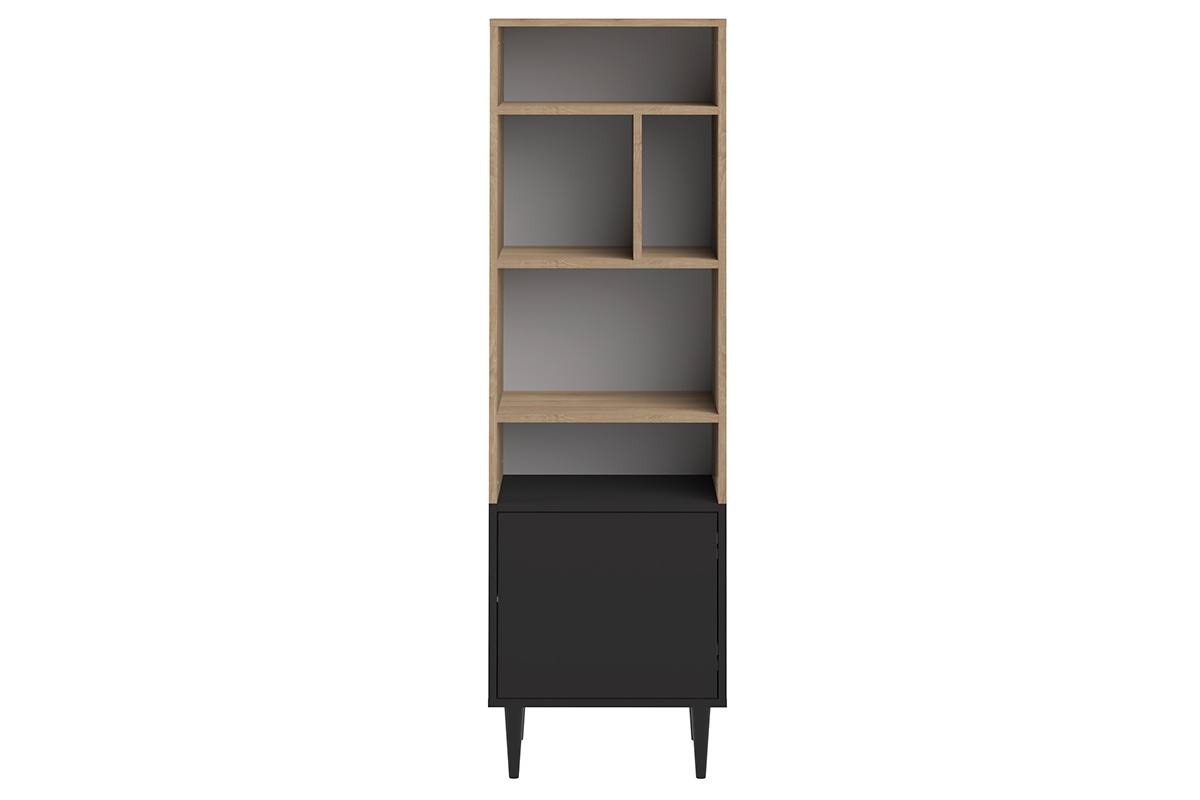 Libreria scandinava 6 scompartimenti legno e nero STRIPE