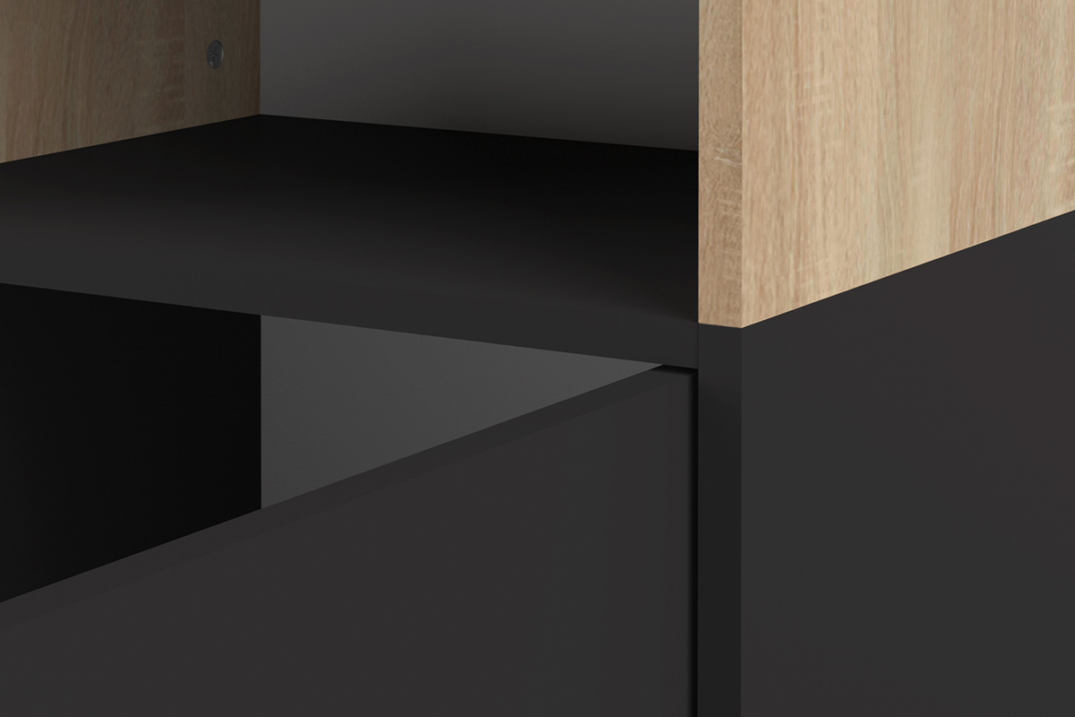 Libreria scandinava 6 scompartimenti legno e nero STRIPE