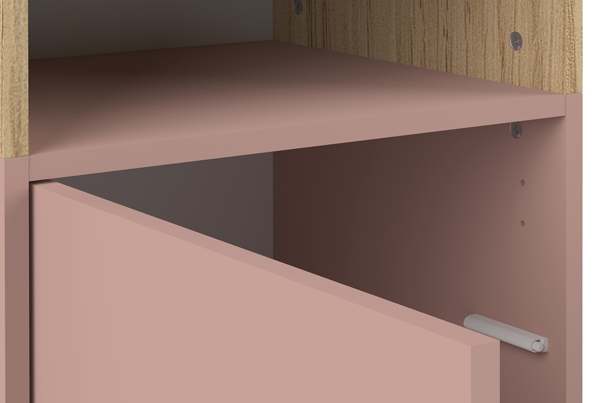 Libreria scandinava 6 scompartimenti legno e rosa STRIPE