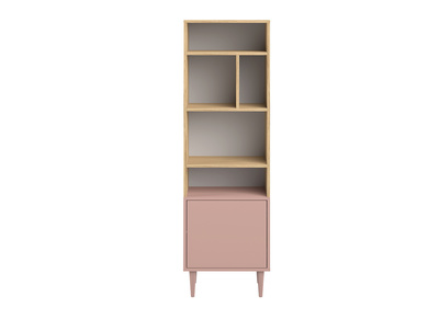 Libreria scandinava 6 scompartimenti legno e rosa STRIPE