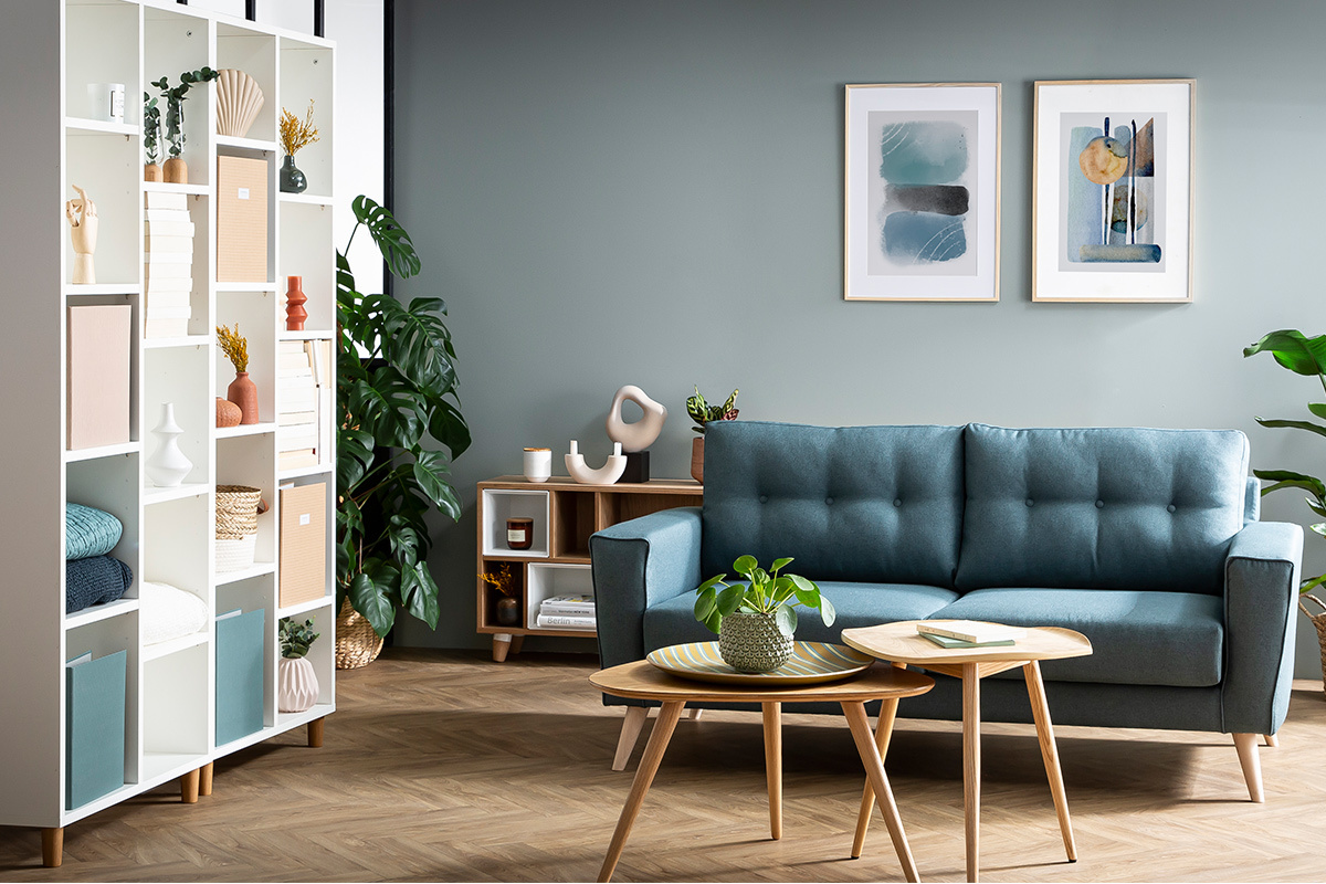Libreria scandinava bianca e legno JIM