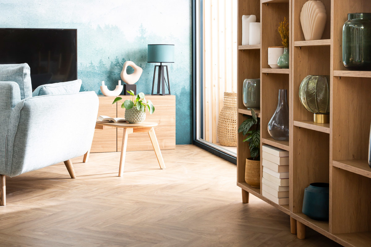 Libreria scandinava bianca e legno JIM