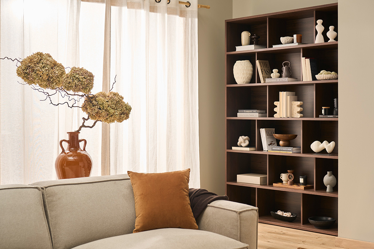 Libreria scandinava finitura legno scuro noce L140 cm EPURE