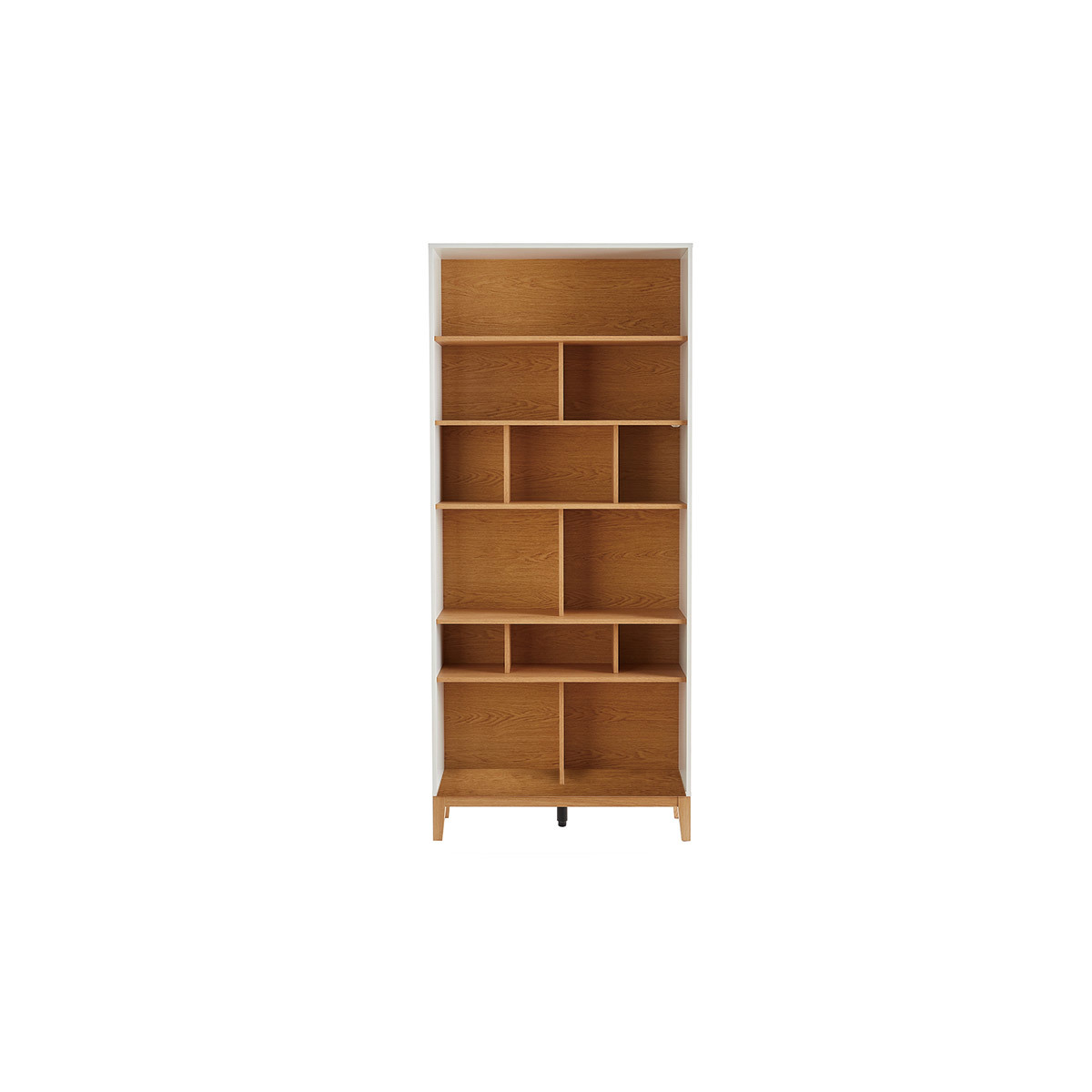 Libreria scandinava in legno chiaro rovere e bianco L90 cm ABEL