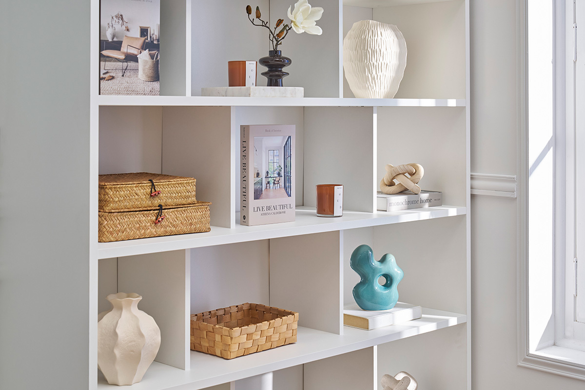 Libreria scandinava legno bianco L140 cm EPURE