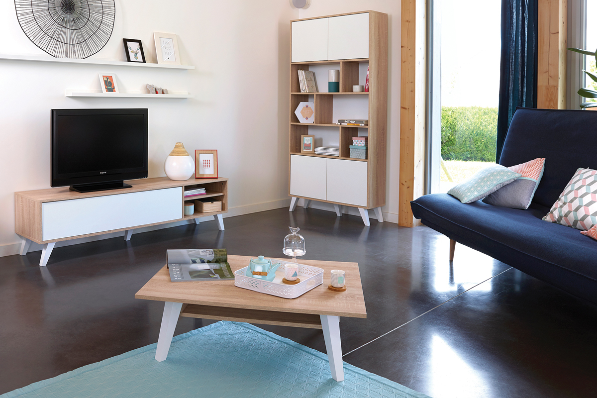 Libreria scandinava legno e bianca ORIGAMI