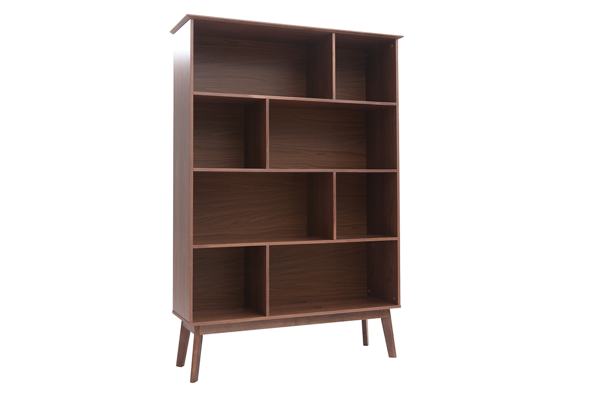 Libreria vintage 8 alloggiamenti in noce INGRID