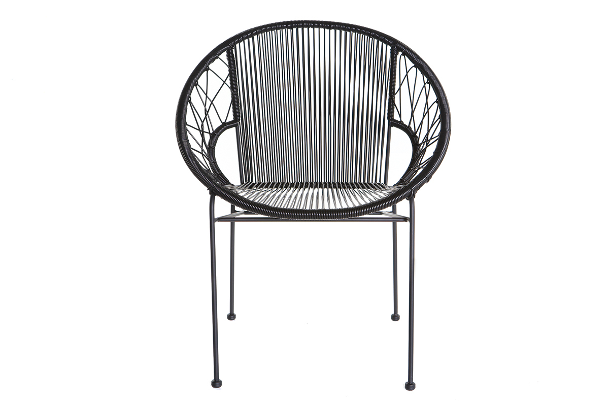 Lotto di 2 sedie da giardino in fili di resina Nero FIZZ