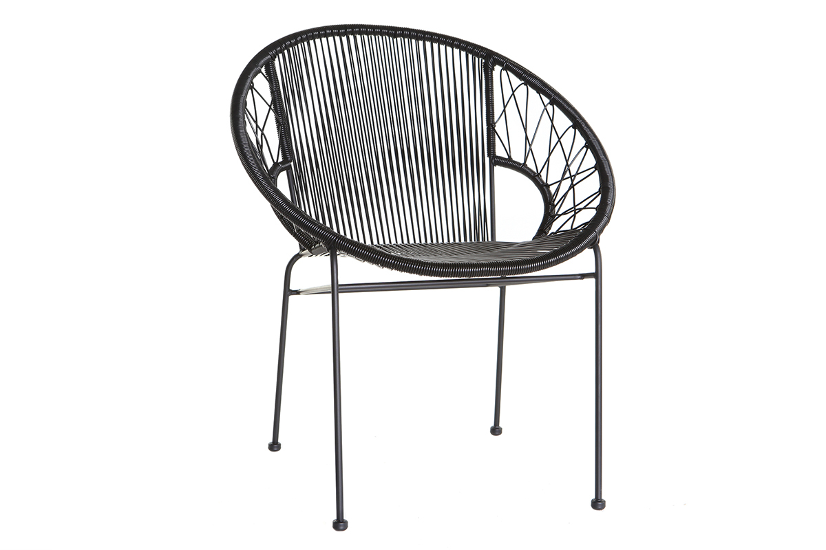 Lotto di 2 sedie da giardino in fili di resina Nero FIZZ