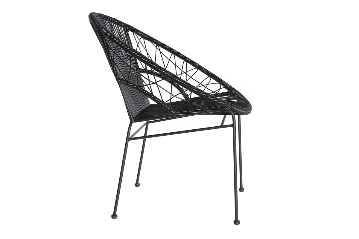 Lotto di 2 sedie da giardino in fili di resina Nero FIZZ