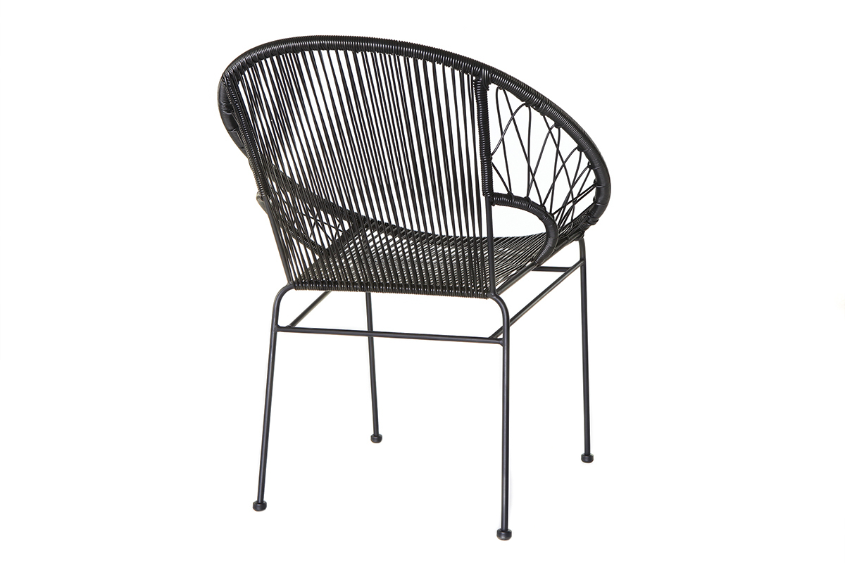 Lotto di 2 sedie da giardino in fili di resina Nero FIZZ