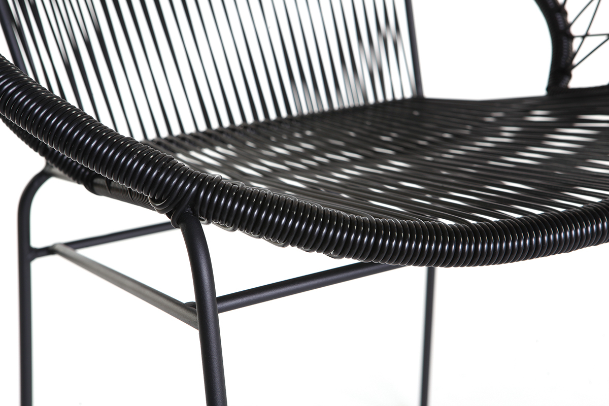 Lotto di 2 sedie da giardino in fili di resina Nero FIZZ