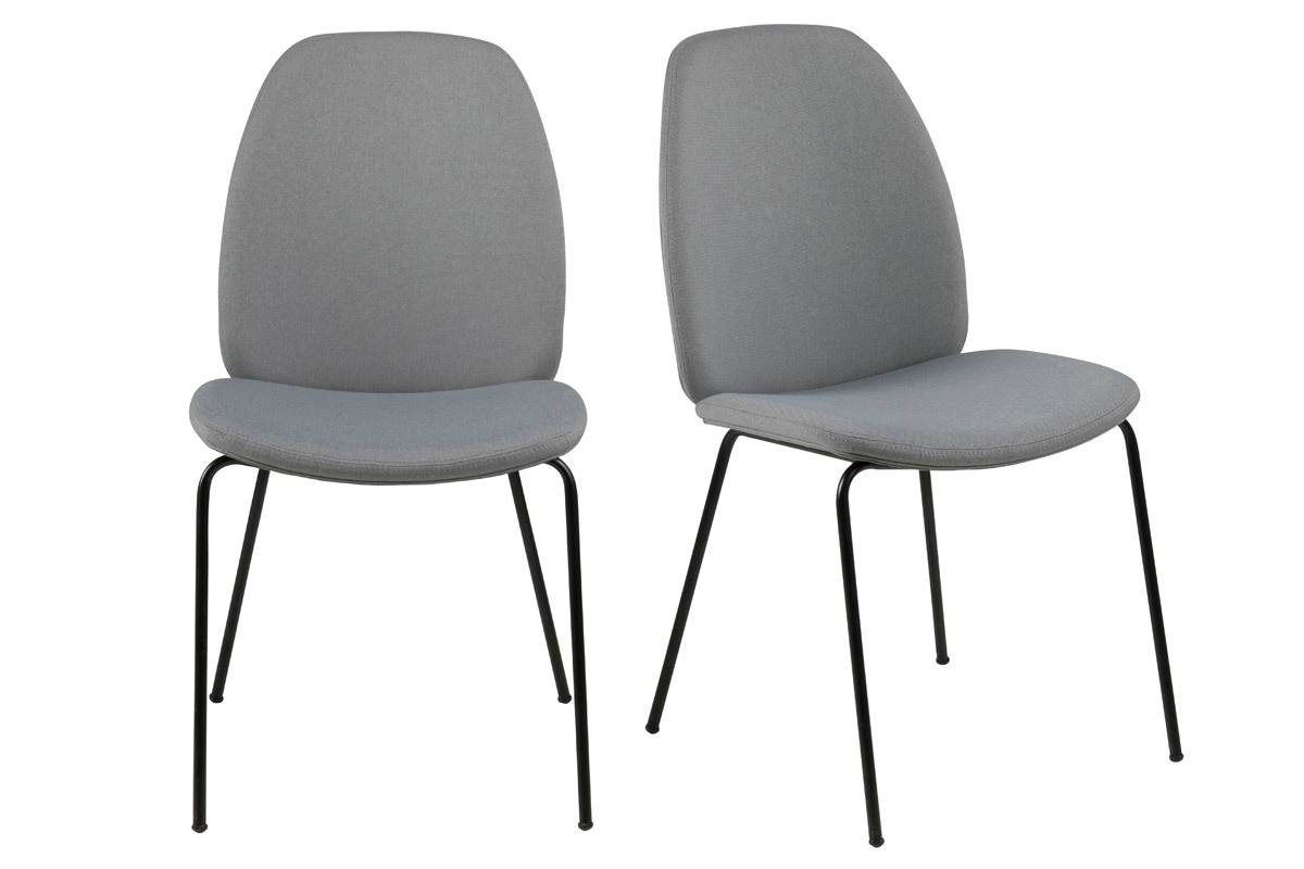 Lotto di 2 sedie design in tessuto grigio chiaro PALOMA