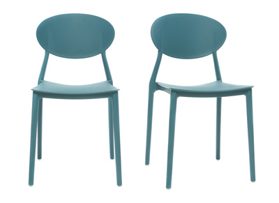 Lotto di 2 sedie di design, colore: Blu anatra, in polipropilene, modello: ANNA - Lotto di 2 sedie di design, colore: Blu anatra, in polipropilene, modello: ANNA