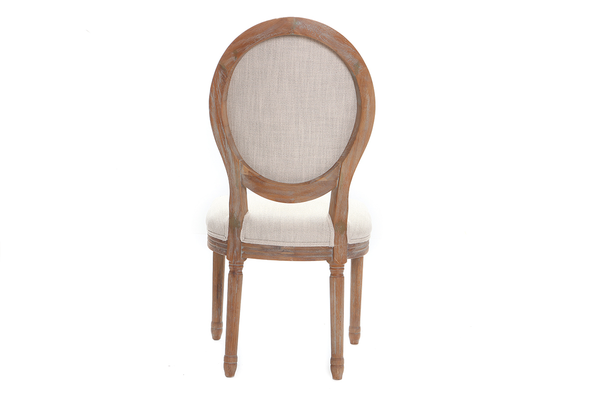 Lotto di 2 sedie e medaglione in tessuto Naturale piedi in legno chiaro LEGEND