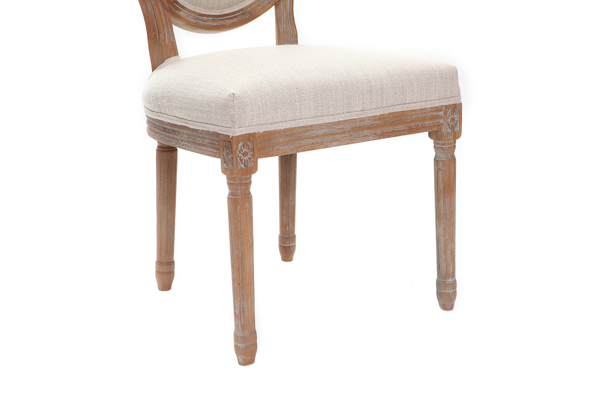 Lotto di 2 sedie e medaglione in tessuto Naturale piedi in legno chiaro LEGEND