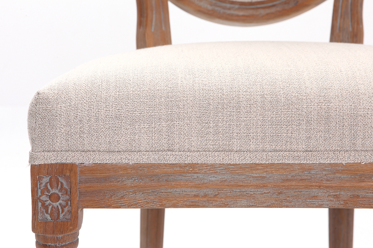 Lotto di 2 sedie e medaglione in tessuto Naturale piedi in legno chiaro LEGEND