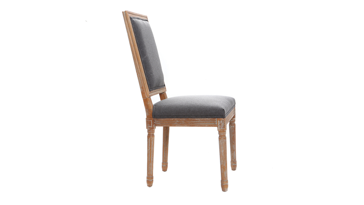 Lotto di 2 sedie in tessuto, colore: Grigio scuro, piedi in legno chiaro, modello: AMAURY