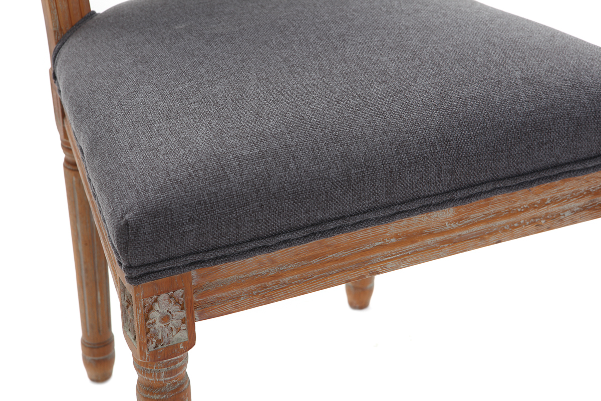 Lotto di 2 sedie in tessuto, colore: Grigio scuro, piedi in legno chiaro, modello: AMAURY