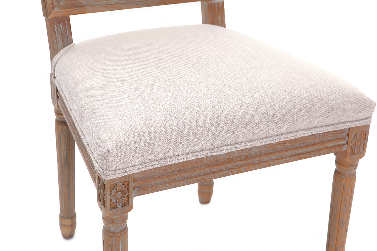 Lotto di 2 sedie in tessuto, colore: Naturale, piedi in legno chiaro, modello: AMAURY