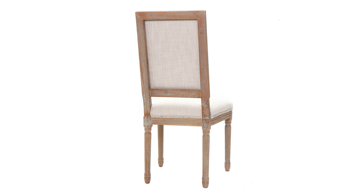 Lotto di 2 sedie in tessuto, colore: Naturale, piedi in legno chiaro, modello: AMAURY