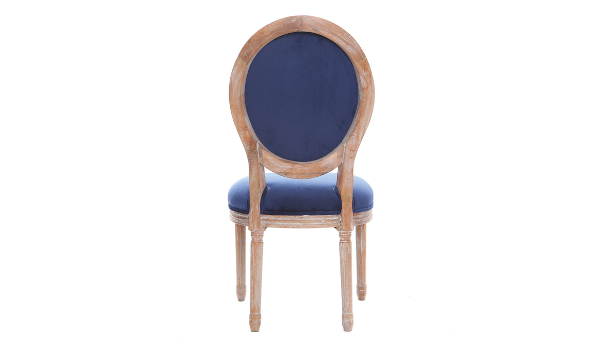Lotto di 2 sedie in velluto Blu notte piedi in legno chiaro LEGEND