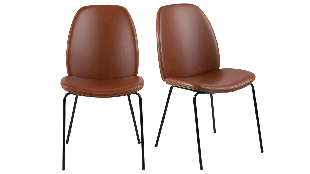 Lotto di 2 sedie vintage in poliuretano marrone PALOMA
