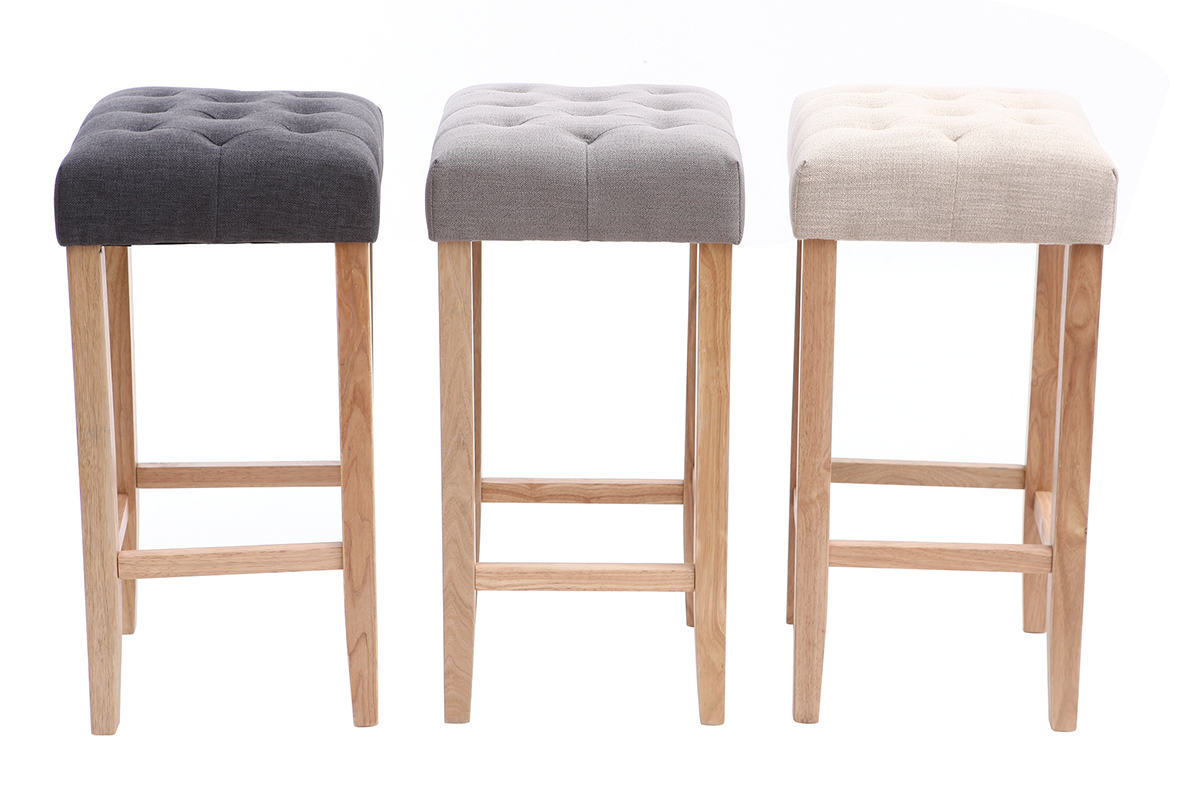 Lotto di 2 sgabelli da bar in tessuto Beige naturale 75cm RIVOLI