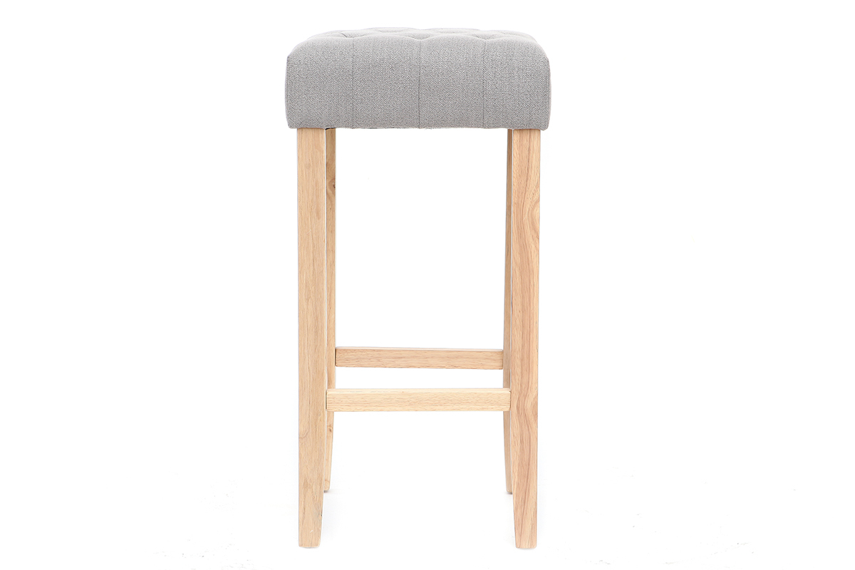 Lotto di 2 sgabelli da bar, in tessuto, colore: Grigio chiaro, altezza: 75cm, modello: RIVOLI