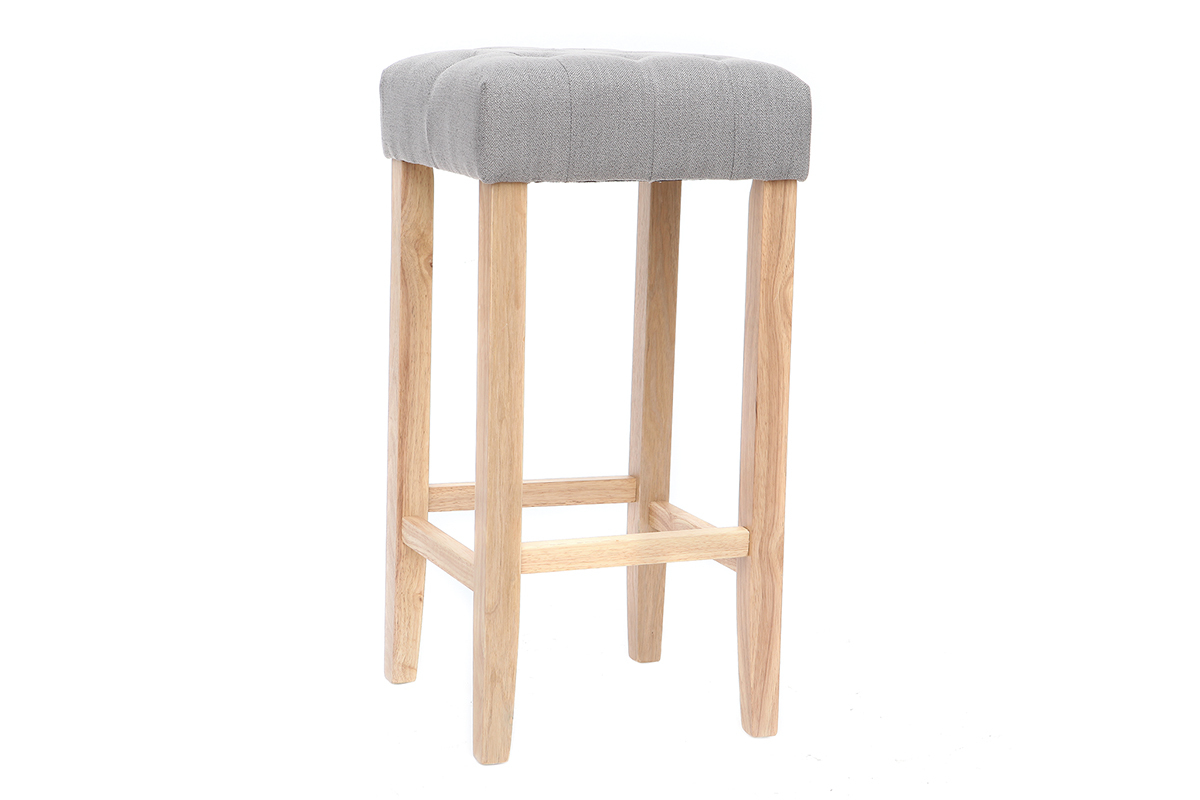 Lotto di 2 sgabelli da bar, in tessuto, colore: Grigio chiaro, altezza: 75cm, modello: RIVOLI