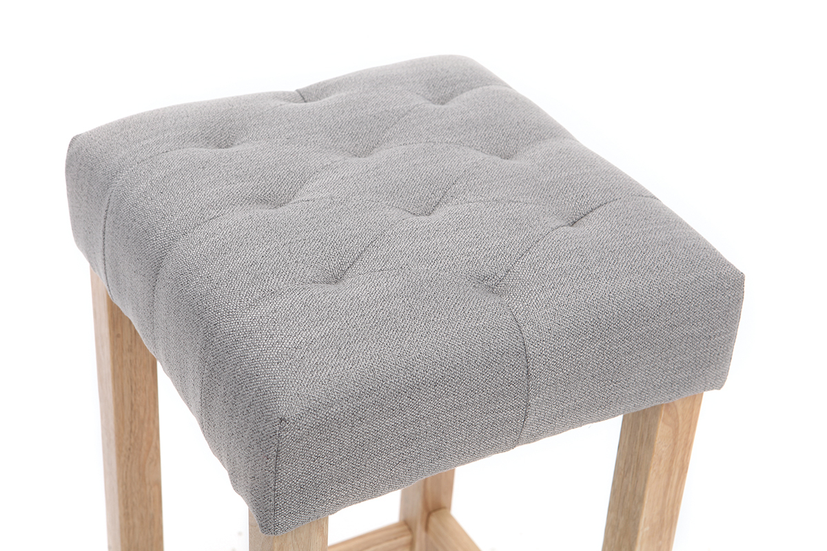 Lotto di 2 sgabelli da bar, in tessuto, colore: Grigio chiaro, altezza: 75cm, modello: RIVOLI
