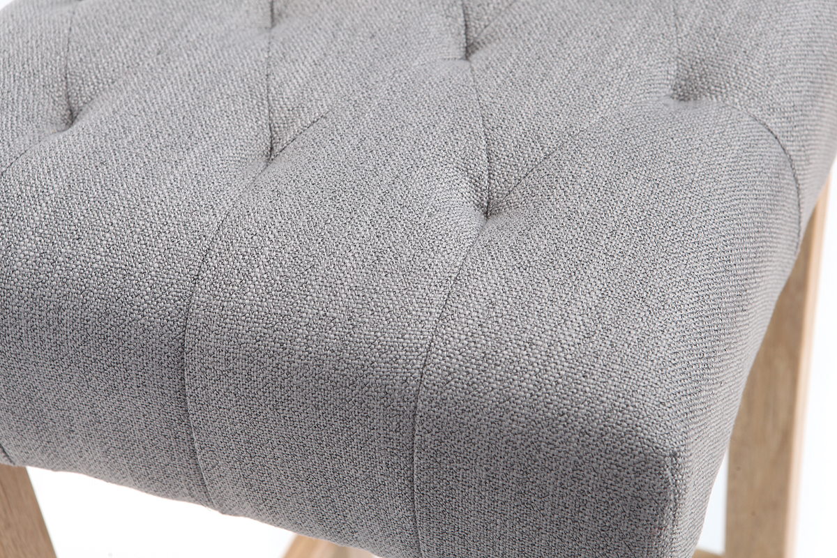 Lotto di 2 sgabelli da bar, in tessuto, colore: Grigio chiaro, altezza: 75cm, modello: RIVOLI