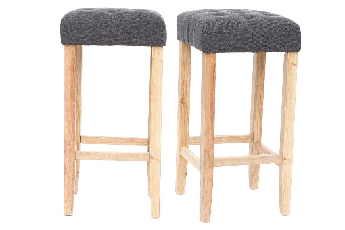 Lotto di 2 sgabelli da bar, in tessuto, colore: Grigio scuro, altezza: 75 cm, modello: RIVOLI