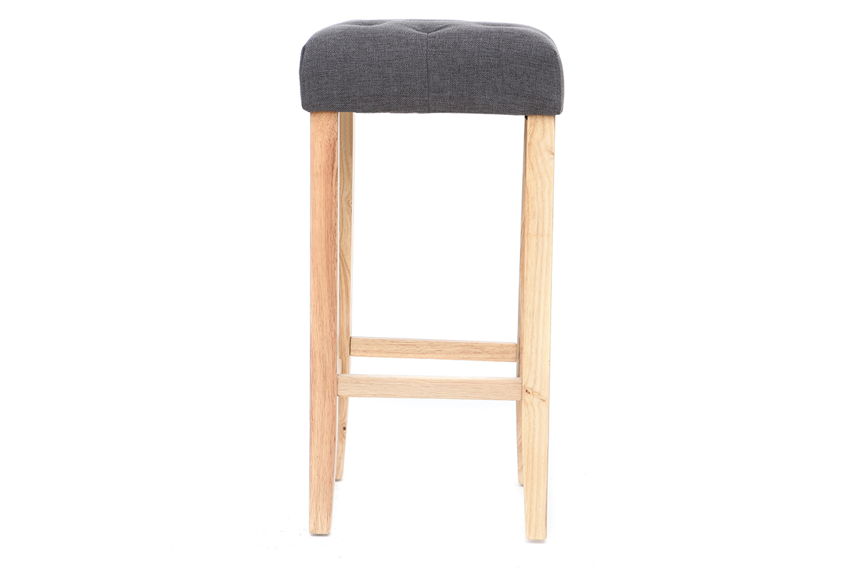 Lotto di 2 sgabelli da bar, in tessuto, colore: Grigio scuro, altezza: 75 cm, modello: RIVOLI