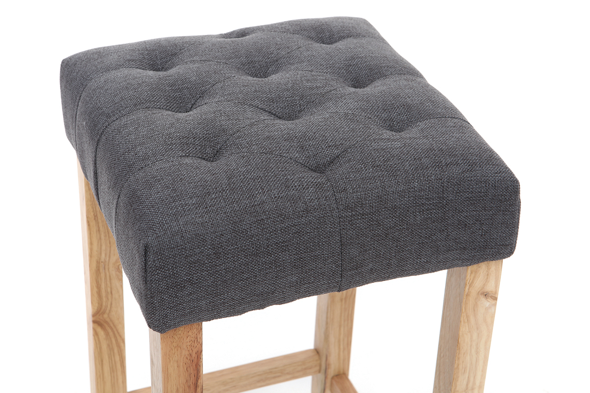 Lotto di 2 sgabelli da bar, in tessuto, colore: Grigio scuro, altezza: 75 cm, modello: RIVOLI