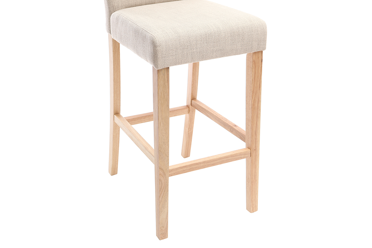 Lotto di 2 sgabelli da bar, in tessuto, colore: Naturale, altezza: 75cm, modello: EDGAR