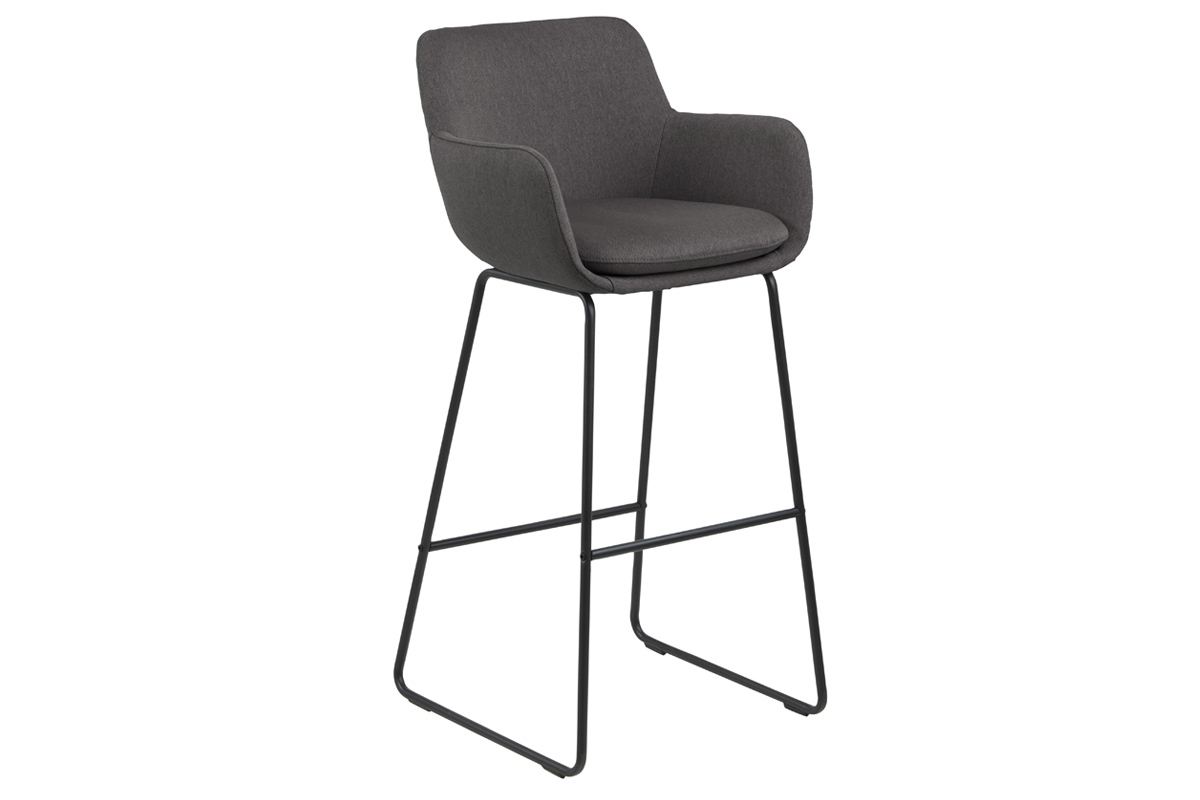 Lotto di 2 sgabelli da bar in tessuto Grigio scuro 75 cm AMICA