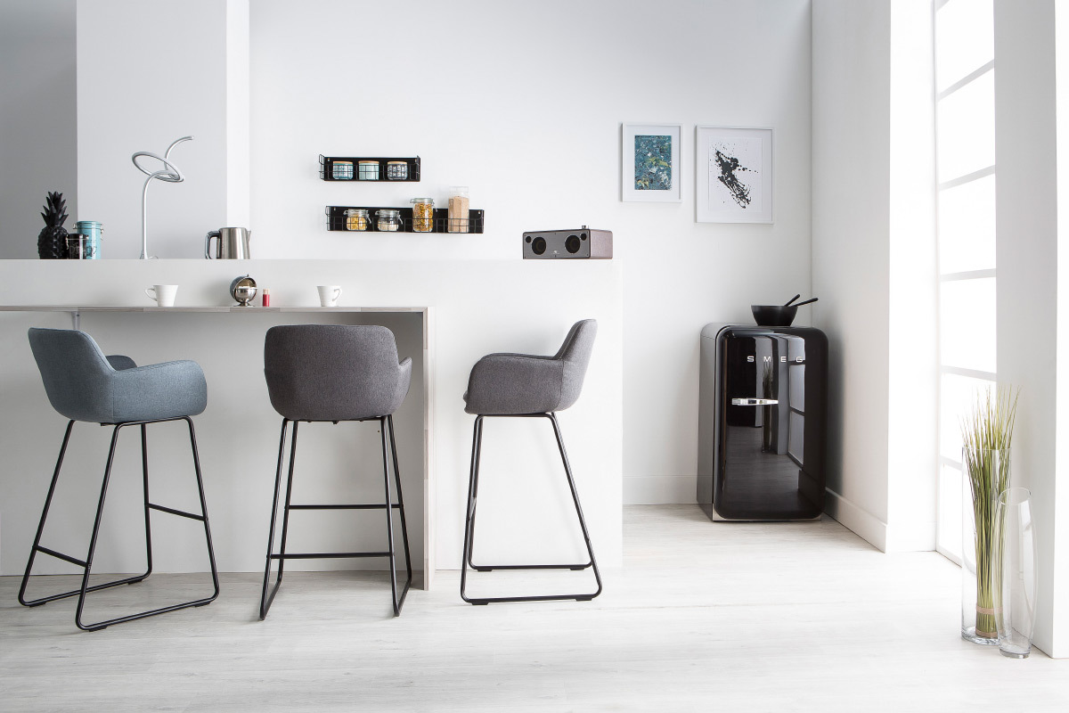 Lotto di 2 sgabelli da bar in tessuto Grigio scuro 75 cm AMICA