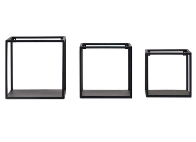 Lotto di 3 mensole da parete quadrate in stile industriale in metallo Nero KARL