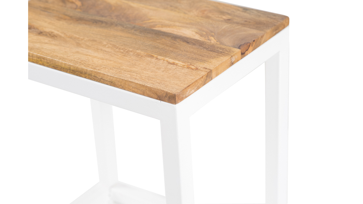 Lotto di 3 tavolini a scomparsa in legno e metallo Bianco ROCHELLE
