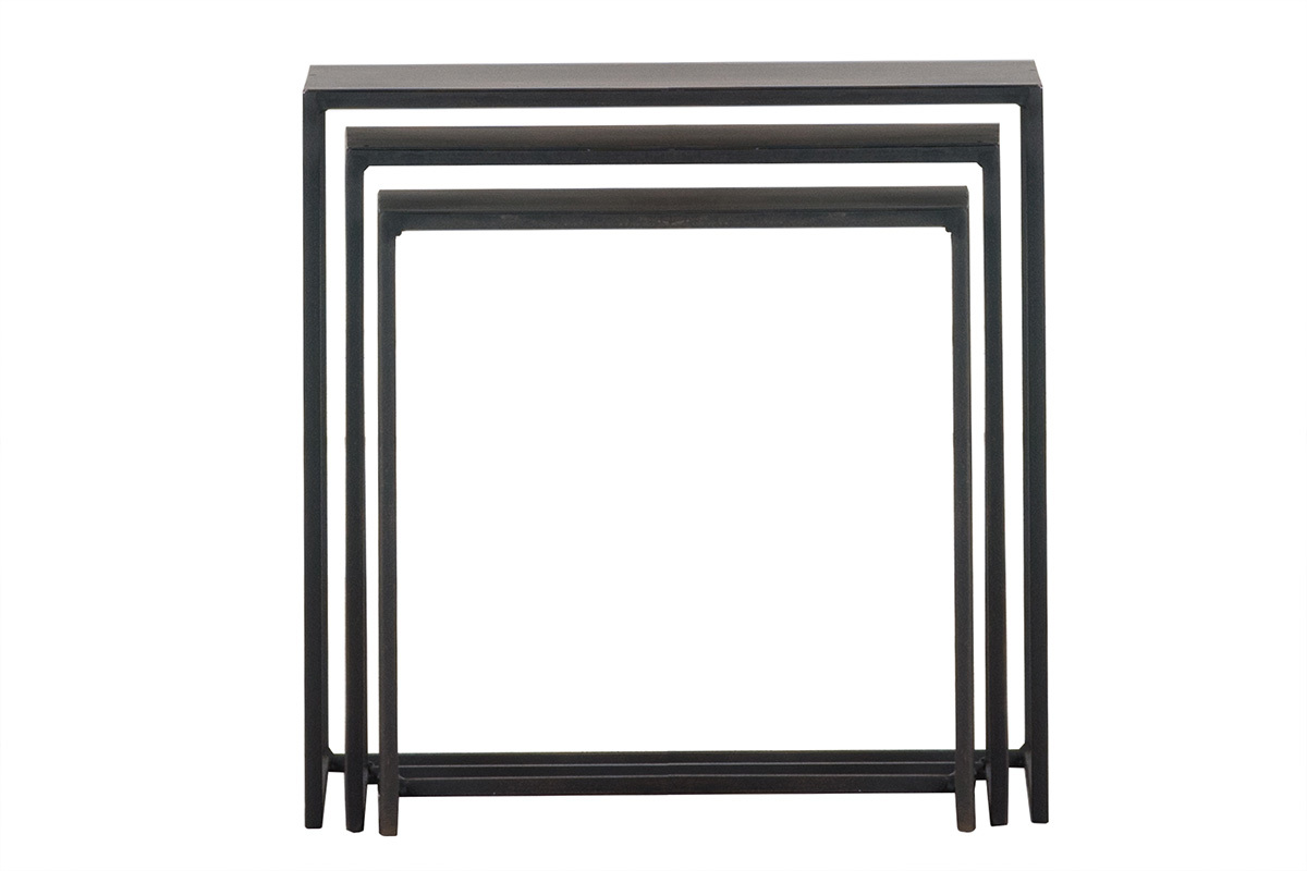 Lotto di 3 tavolini a scomparsa in metallo Nero KARL