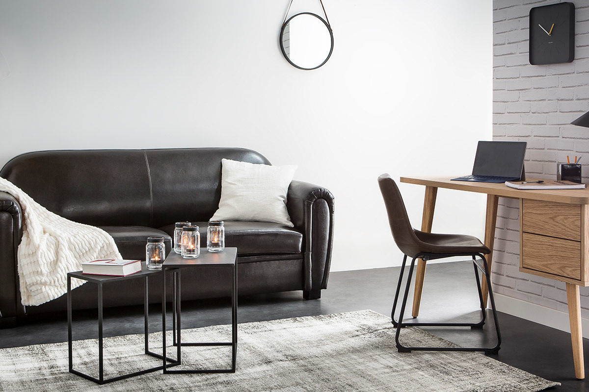 Lotto di 3 tavolini a scomparsa in metallo Nero KARL