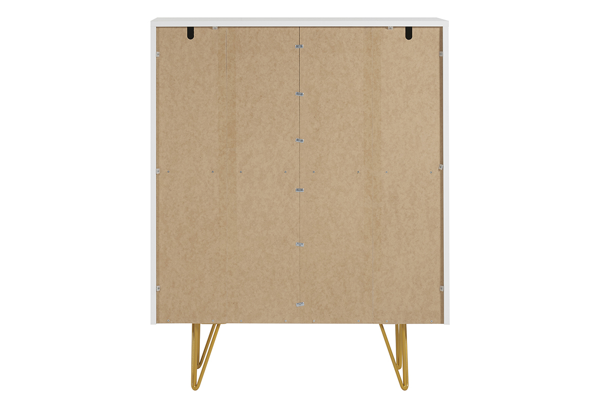Madia design con incisioni bianco opaco e metallo dorato 4 ante L86 cm OZEN