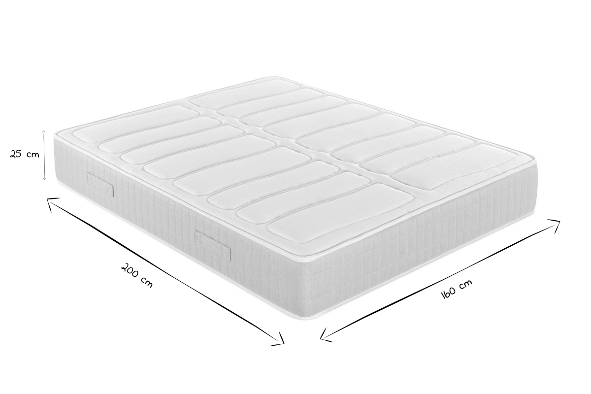 Materasso 160 x 200 cm a molle insacchettate con memory foam 25 cm BEN