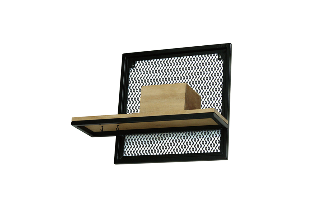 Mensola a muro industriale metallo e mango massiccio L50cm RACK