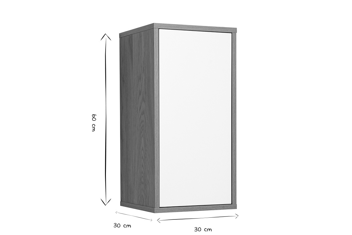 Dimensioni del mobiletto da parete FLEXO in bianco e nero, L30 x P30 x H60 cm